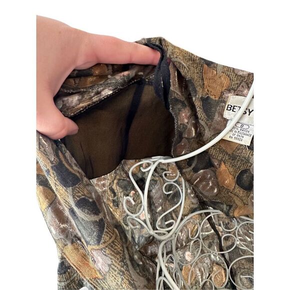 Vintage 80’s Betsy’s Things Floral Cottage Core Coastal Grandma Button Up Midi D - Picture 7 of 8